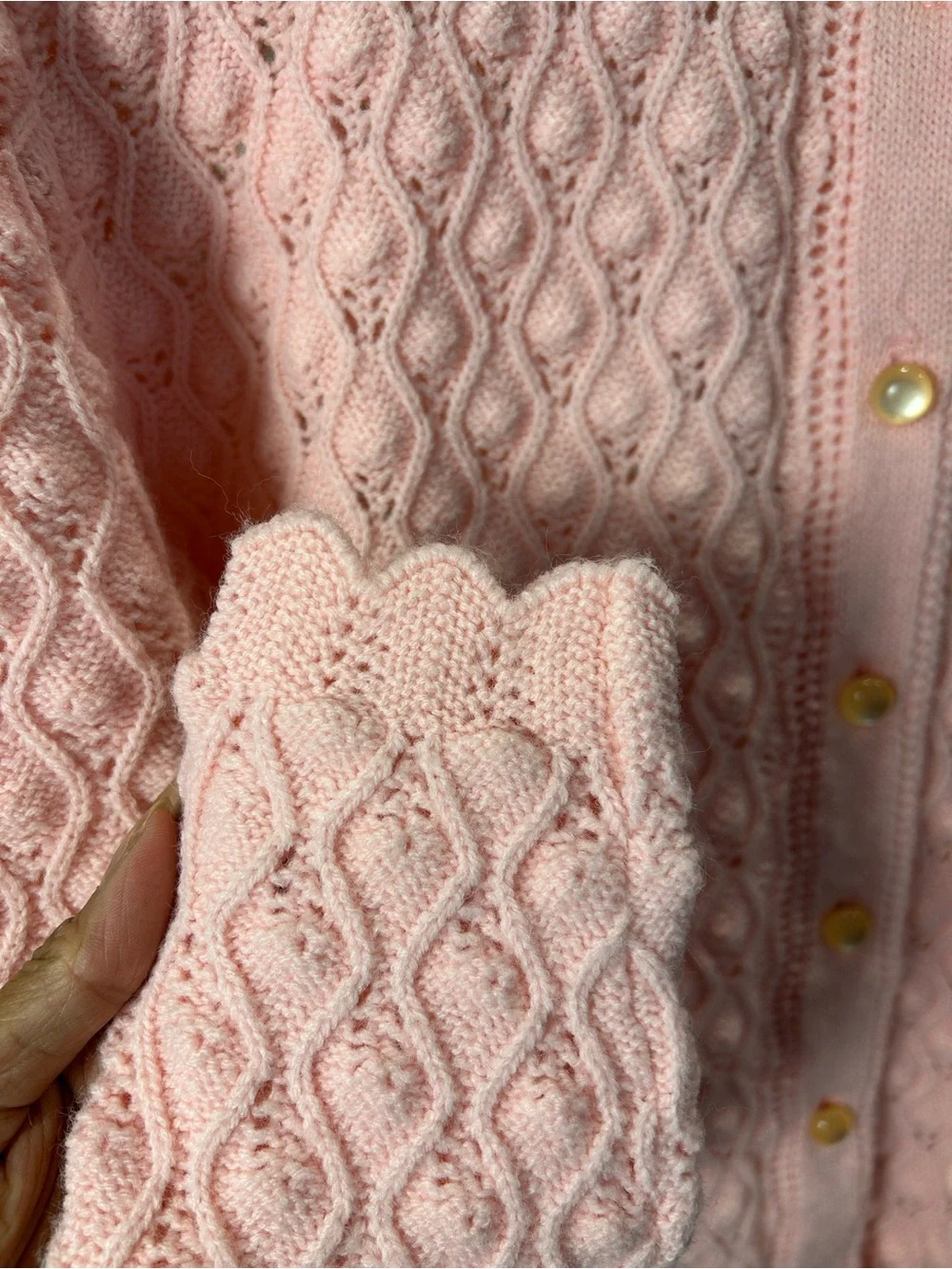 Light Pink Knit Button-Front Cardigan Sweater